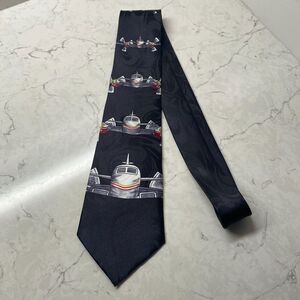 Steven Harris Neck Tie Men's Black Airplanes Printed 100% Polyester Hand Made